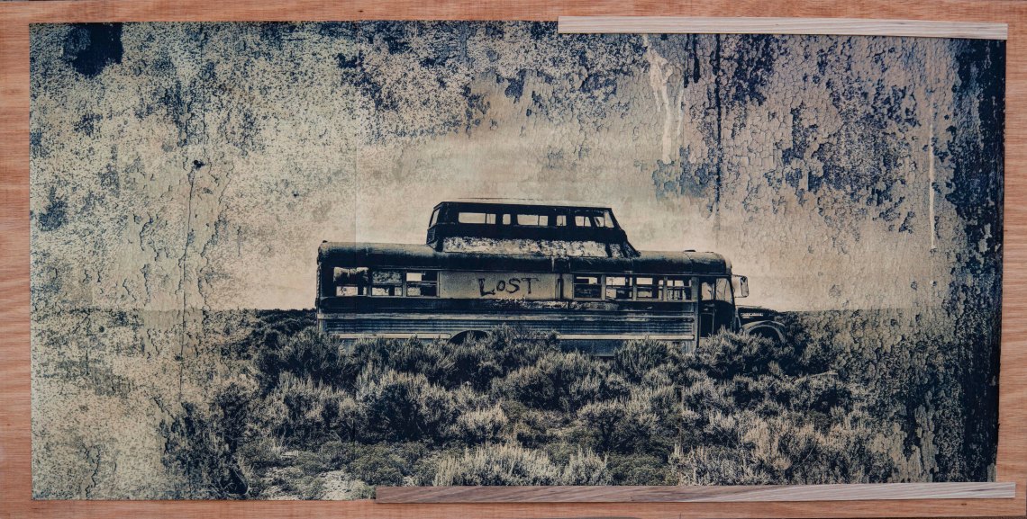 Bus Lost Gampi on wood